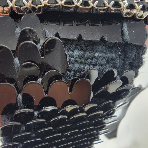 Vintage Womens Black Belt Sequins 80s Belt Disco Party Evening Bling Buckle READ - Picture 7 of 7
